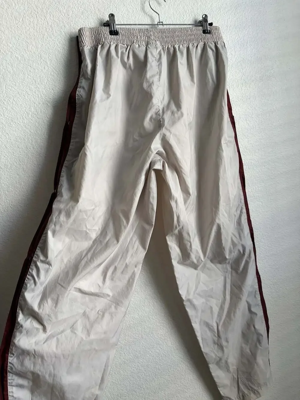 Vintage Nike Men's Tearaway Track Pants Cream Maroon